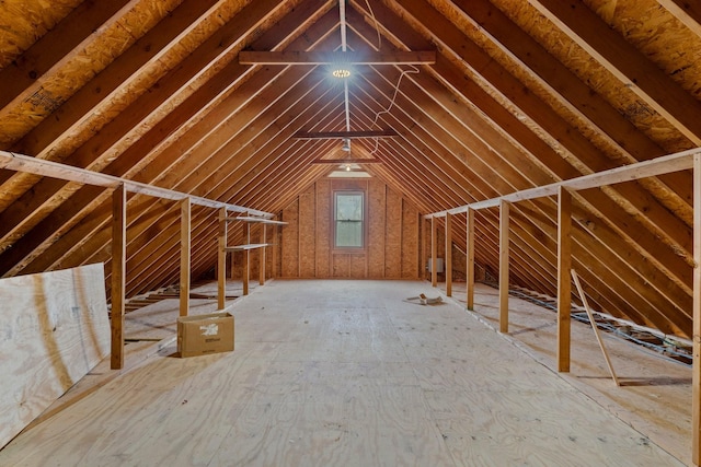 view of unfinished attic