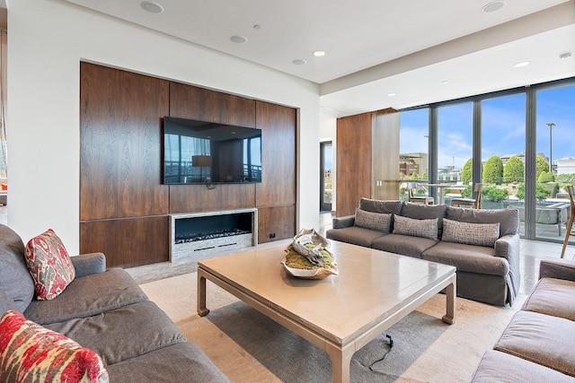 living room featuring expansive windows