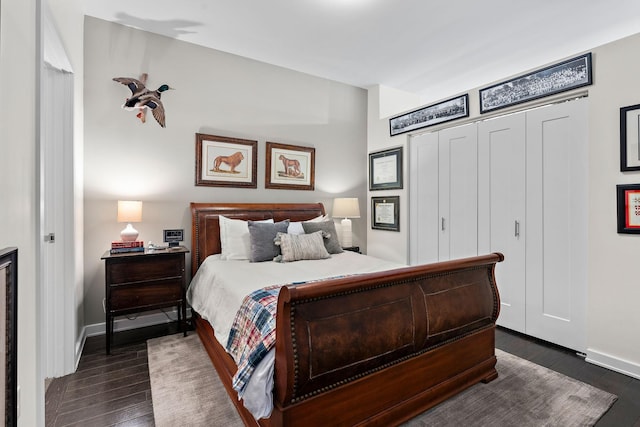 bedroom featuring dark wood-type flooring