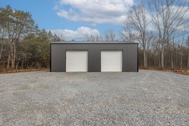 view of detached garage