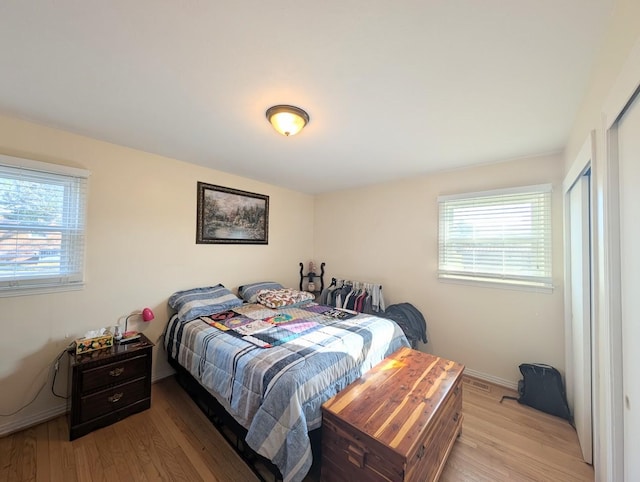 bedroom featuring light hardwood / wood-style flooring