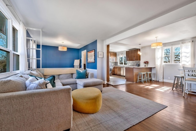 living room featuring hardwood / wood-style floors