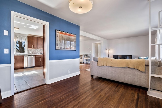 living room with wood-type flooring