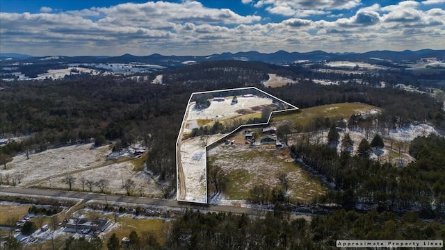 aerial view featuring a mountain view