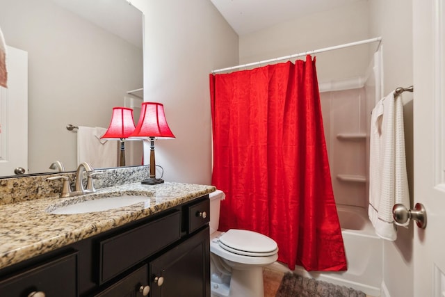 full bathroom featuring vanity, toilet, and shower / bath combo