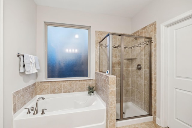 bathroom with plus walk in shower