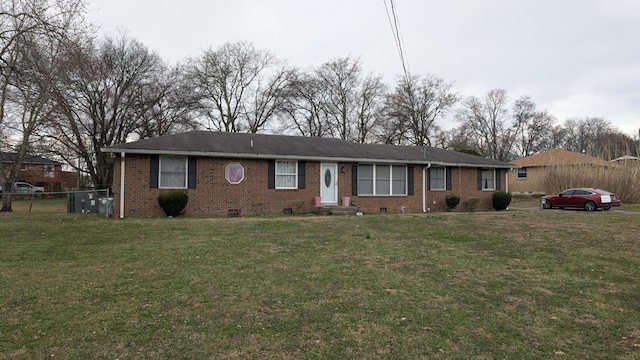 ranch-style house featuring a front lawn