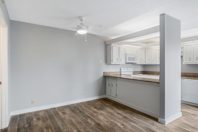 214 Cedarwood Ln Unit 214, Madison, TN 37115 - kitchen with white appliances, wood finished floors, white cabinetry, and a ceiling fan