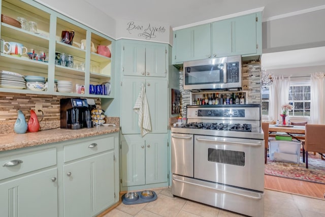 2360 Seven Mile Ferry Rd, Clarksville, TN 37040 - kitchen with stainless steel appliances, decorative backsplash, and light tile patterned floors