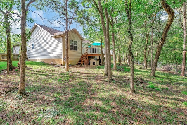 view of yard featuring a deck