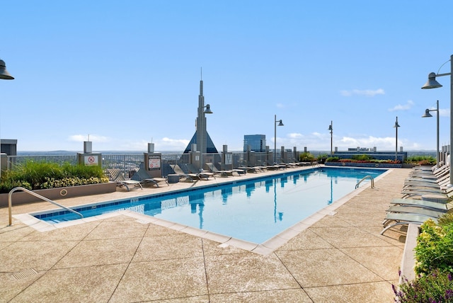 view of pool with a patio area