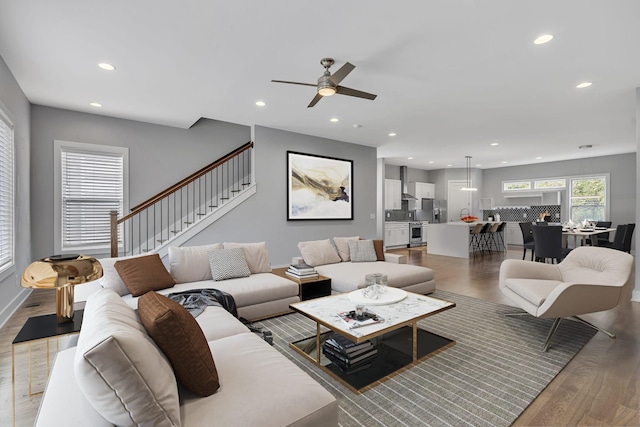 living room with wood-type flooring