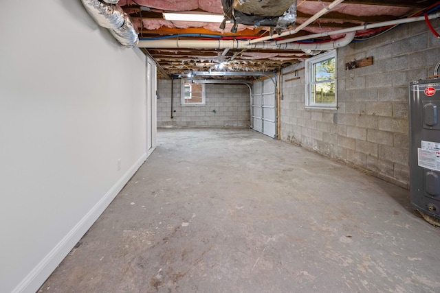 basement with electric water heater