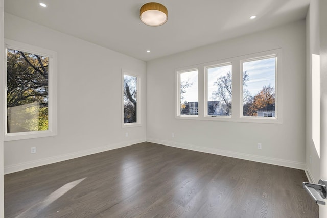 empty room featuring dark hardwood / wood-style flooring