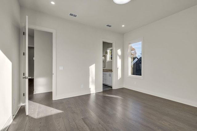 interior space with dark wood-type flooring