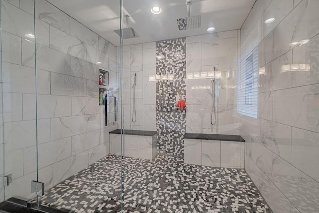 306 Amherst Dr, Tullahoma, TN 37388 - full bathroom featuring a stall shower and recessed lighting