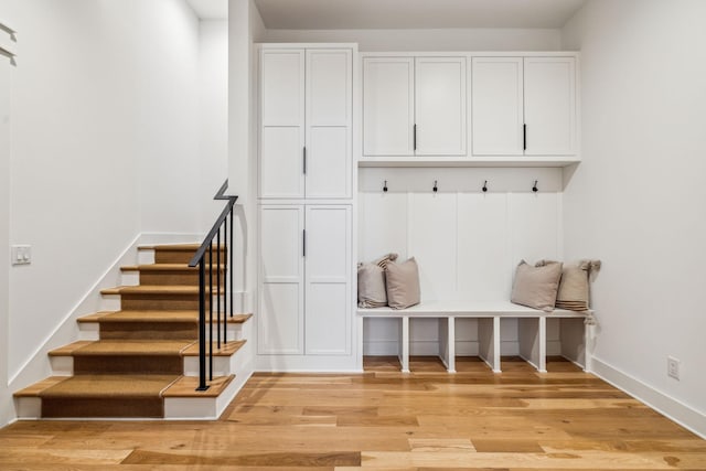 mudroom featuring light hardwood / wood-style floors