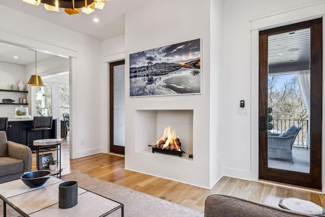 living room featuring light hardwood / wood-style floors