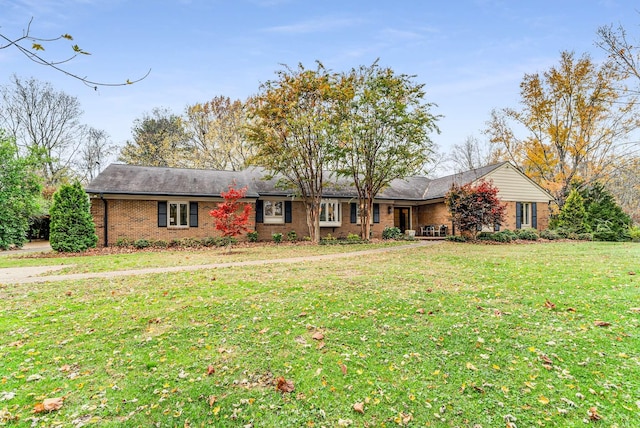 ranch-style house featuring a front yard