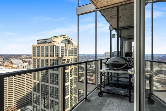 balcony with a view of city