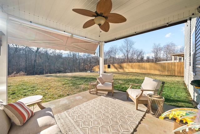 view of patio / terrace with ceiling fan