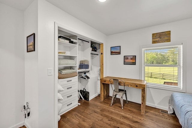 office space featuring dark hardwood / wood-style floors