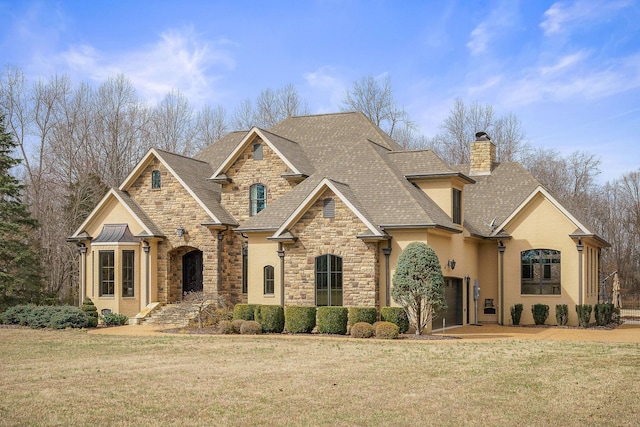 view of front of property with a front lawn