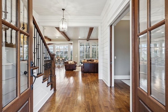 interior space with beam ceiling