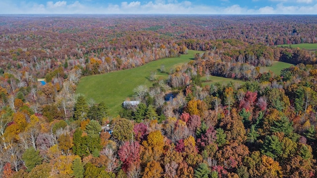 aerial view with a wooded view