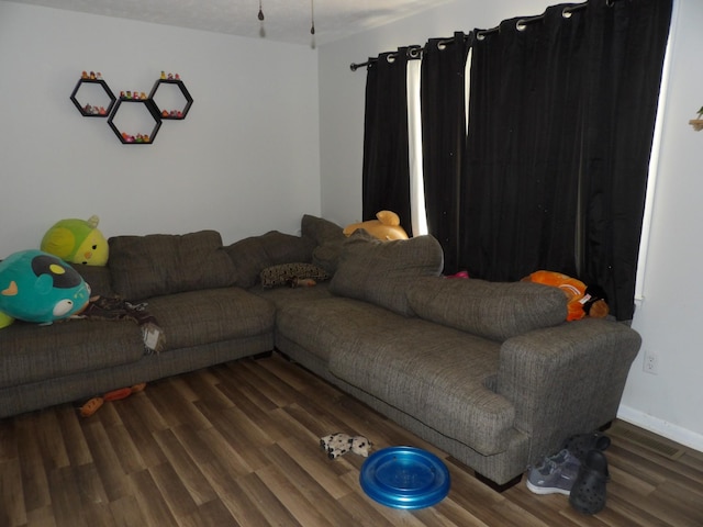 living room featuring dark hardwood / wood-style floors