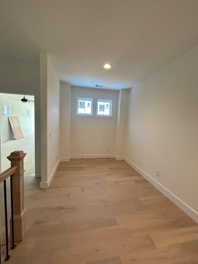 4928 Elmview Ct, Smyrna, TN 37167 - basement with recessed lighting, visible vents, baseboards, light wood-style flooring, and ceiling fan