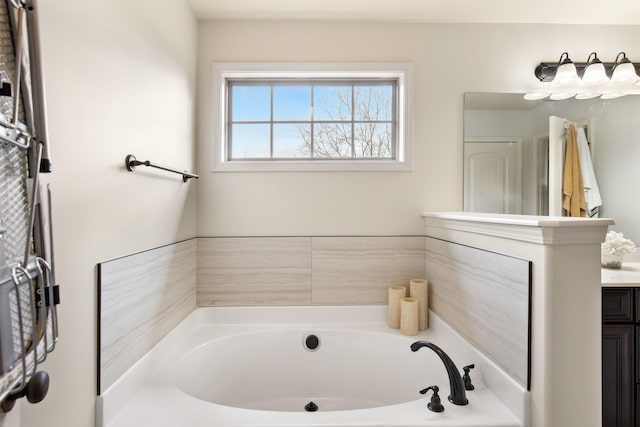 bathroom with vanity and a bathing tub