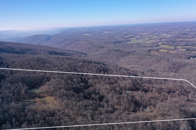 drone / aerial view featuring a mountain view