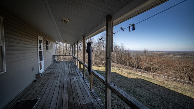 wooden terrace featuring covered porch