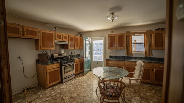 kitchen featuring stainless steel range with gas cooktop