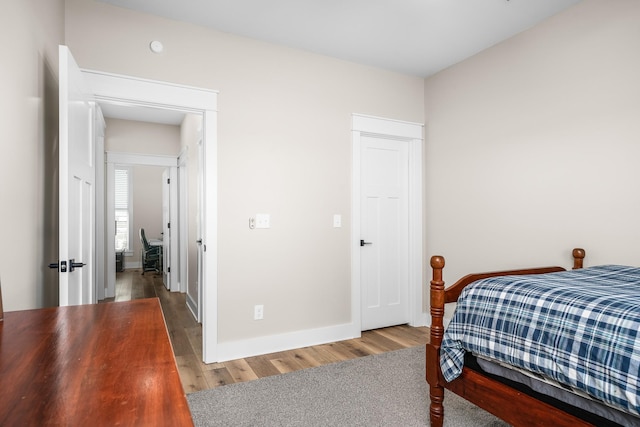 bedroom featuring light hardwood / wood-style flooring