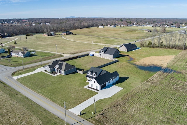 drone / aerial view with a rural view