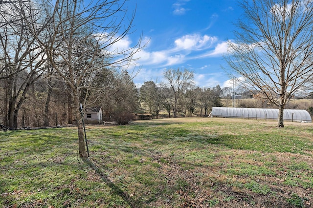 view of yard with an outbuilding