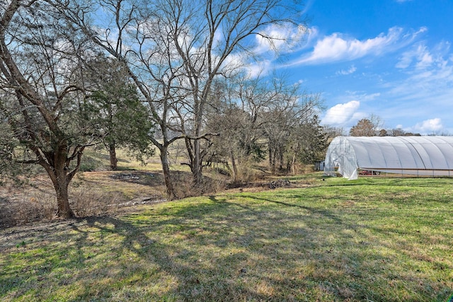 view of yard featuring an outdoor structure