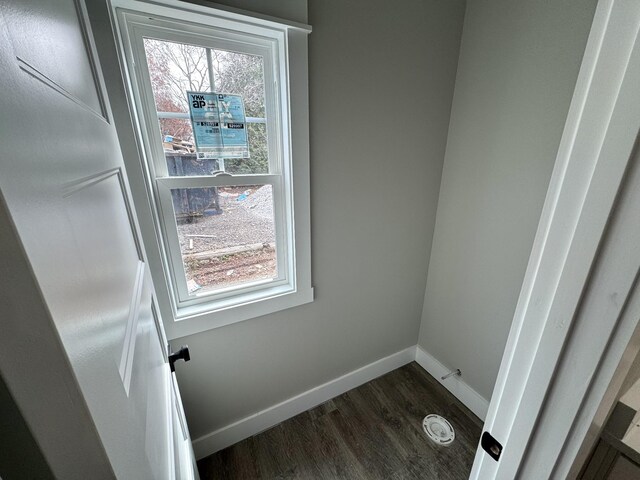 laundry room featuring dark hardwood / wood-style flooring