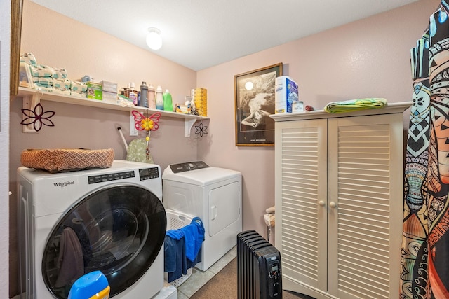 126 Andrea Ln, Monterey, TN 38574 - laundry area with laundry area, radiator heating unit, and independent washer and dryer