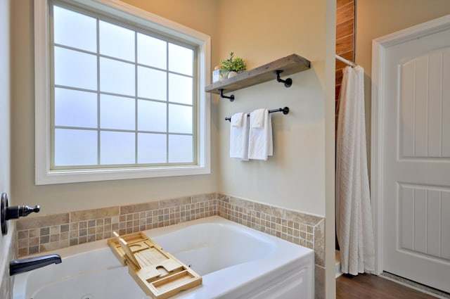 bathroom with a tub