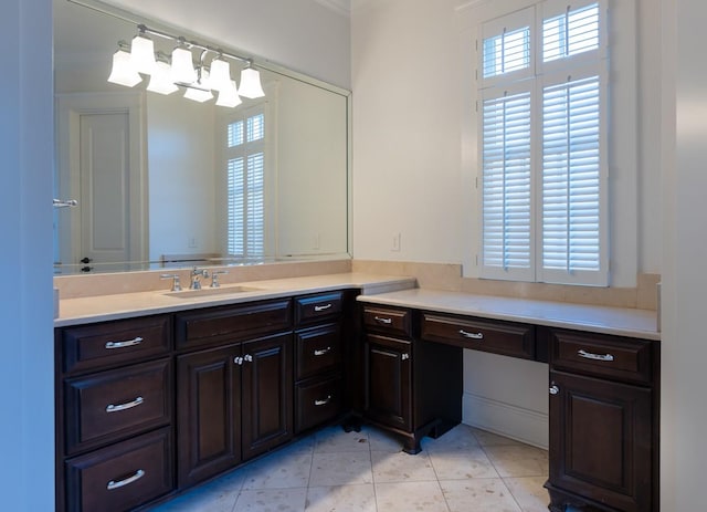 bathroom with tile patterned floors and vanity