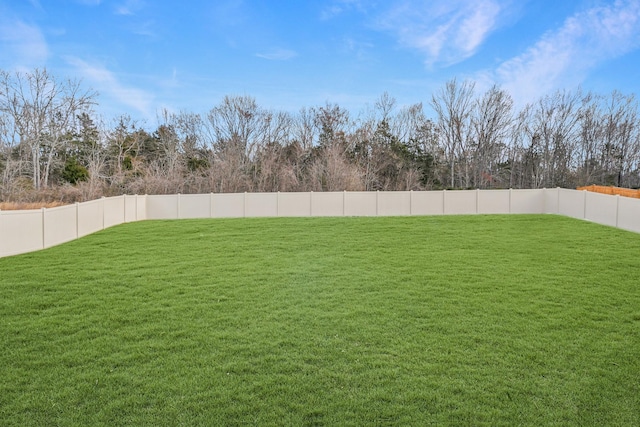 view of yard with a fenced backyard