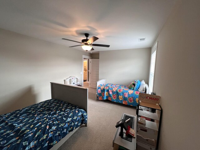 bedroom with carpet and ceiling fan