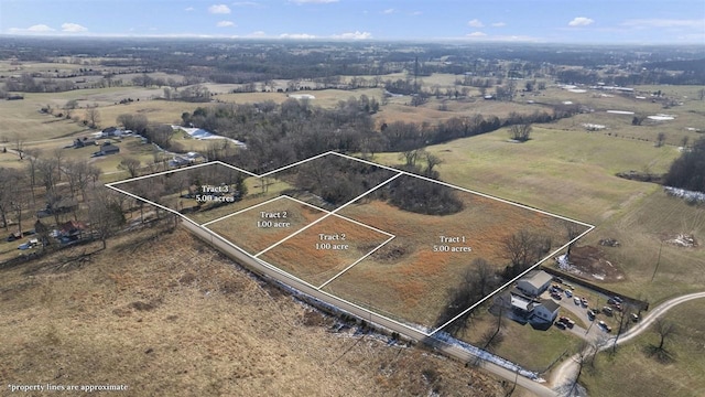 bird's eye view with a rural view