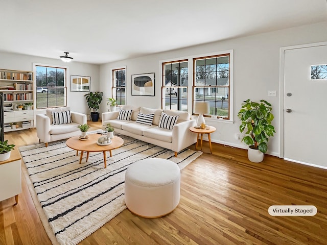 living room featuring light hardwood / wood-style floors