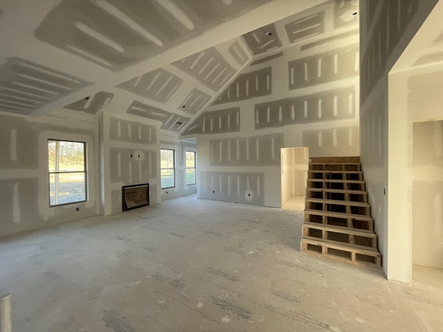 unfurnished living room featuring a fireplace