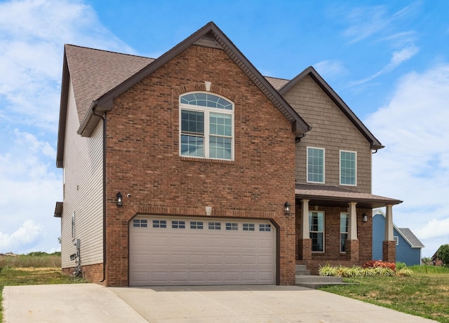 craftsman inspired home with a garage