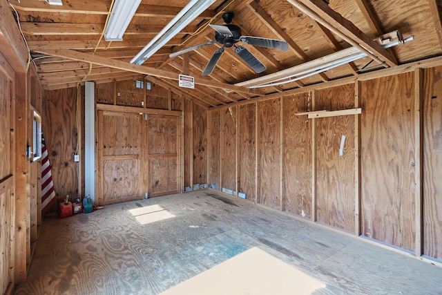 storage featuring ceiling fan